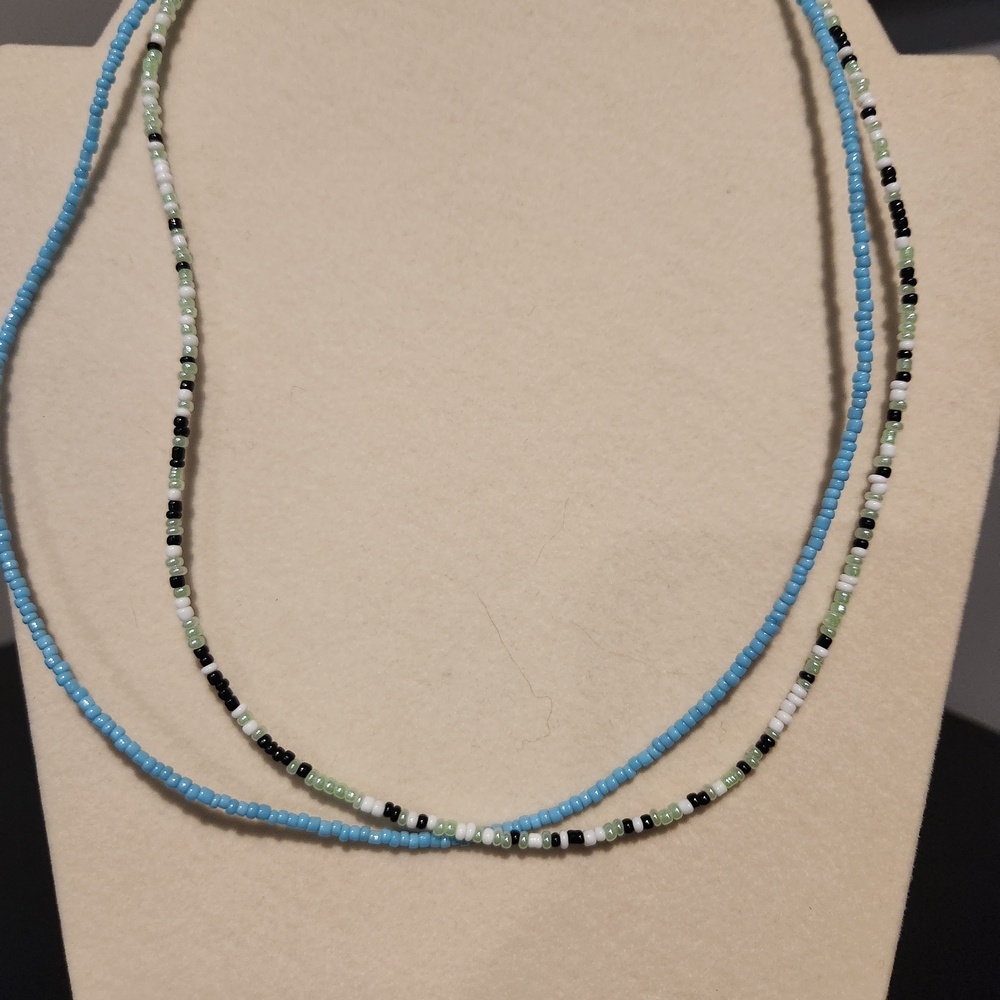 2 Multicolor Beaded Necklaces - image 1